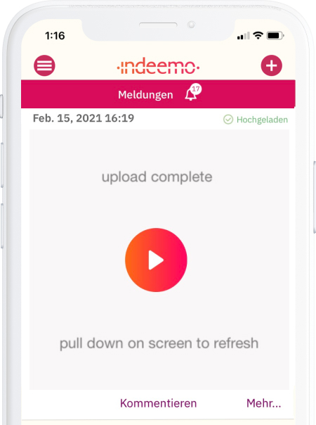 indeemo pull down on screen to refresh